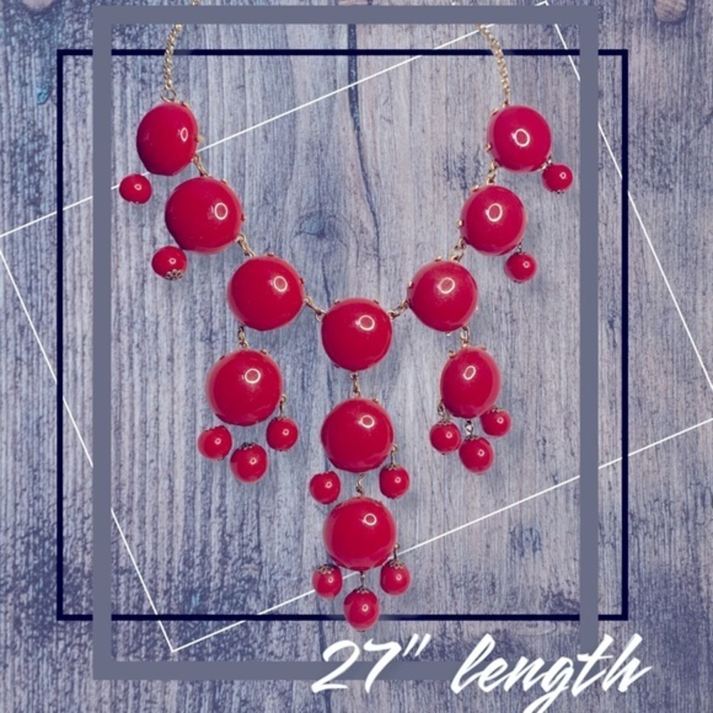 EUC Red Bubble Bib Statement Necklace